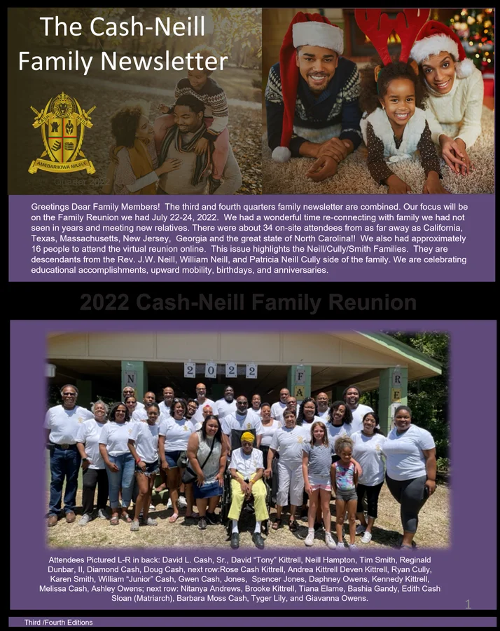 Cover of the Cash-Neill Family Newsletter, third and fourth editions